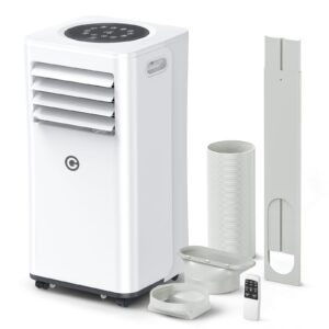 Air Conditioning Unit Portable Air Conditioner 9000 BTU 4-in-1 Dehumidifier, Cooling Fan with 2 Speeds, Digital Display & Remote Control